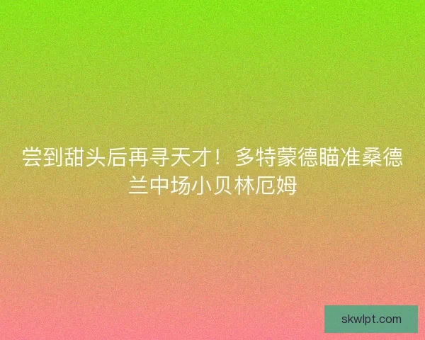 尝到甜头后再寻天才！多特蒙德瞄准桑德兰中场小贝林厄姆